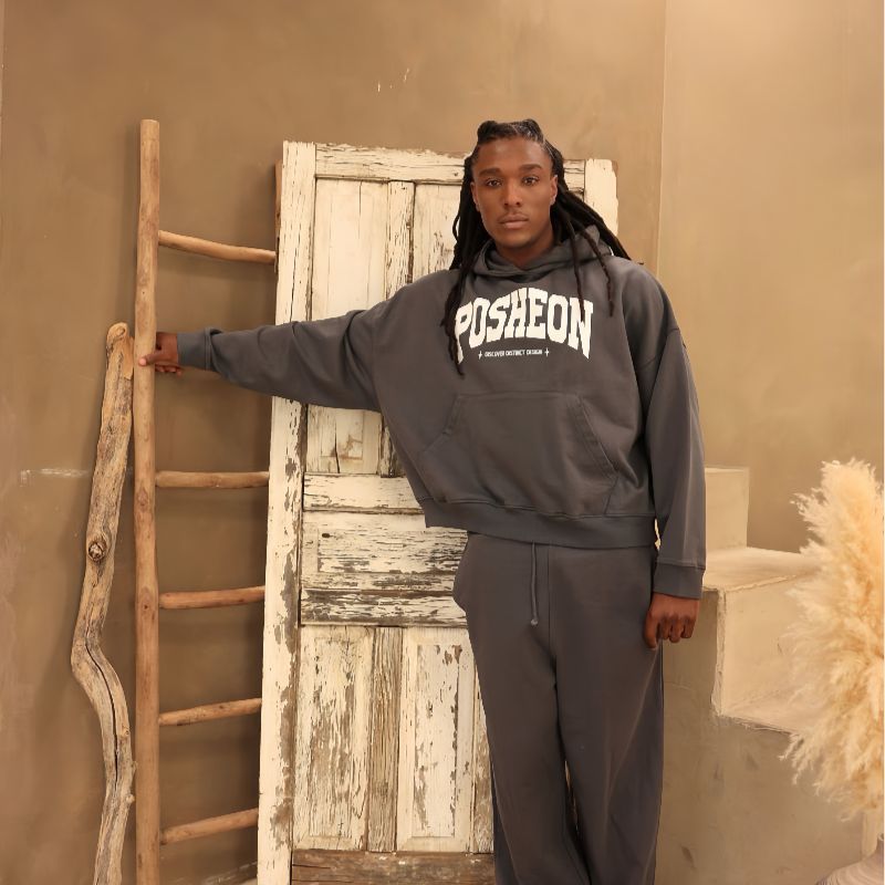 Posheon Oversized Boxy Distressed Fleece Sweatsuit