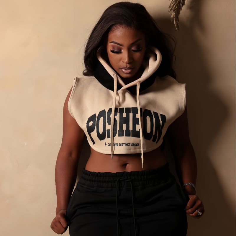 Posheon Signature Corduroy Cropped Hoodie Skirt Set