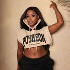Posheon Signature Corduroy Cropped Hoodie Skirt Set