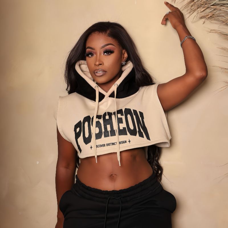 Posheon Signature Corduroy Cropped Hoodie Skirt Set