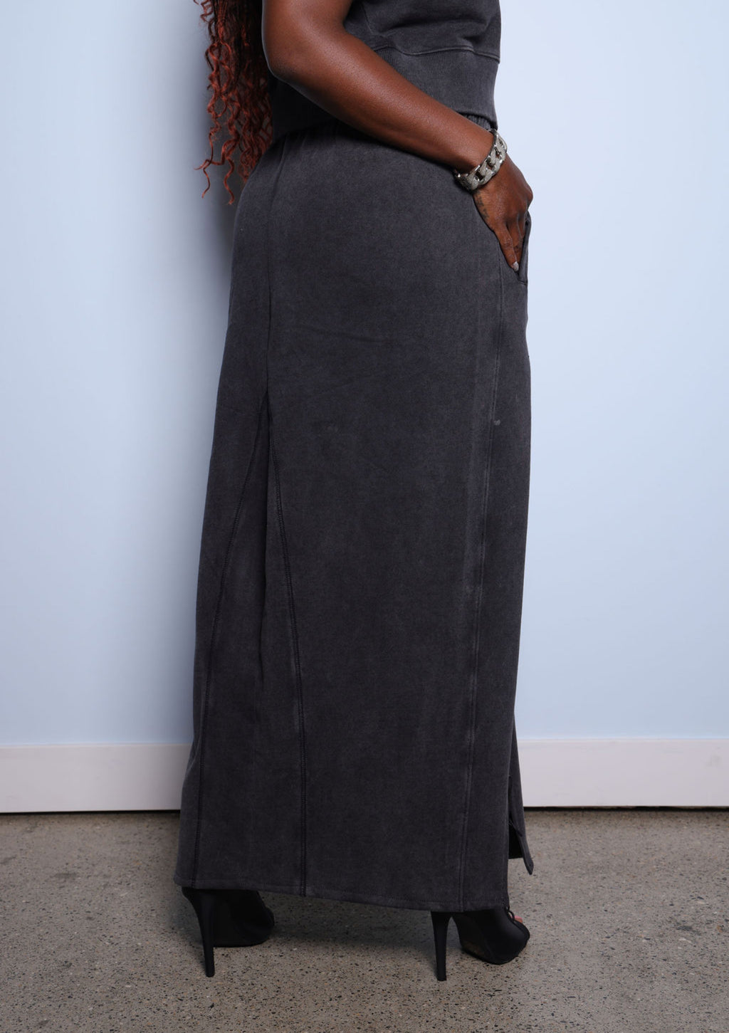 Posheon Prestige Pigment Dyed Mock Neck Cropped Sweater