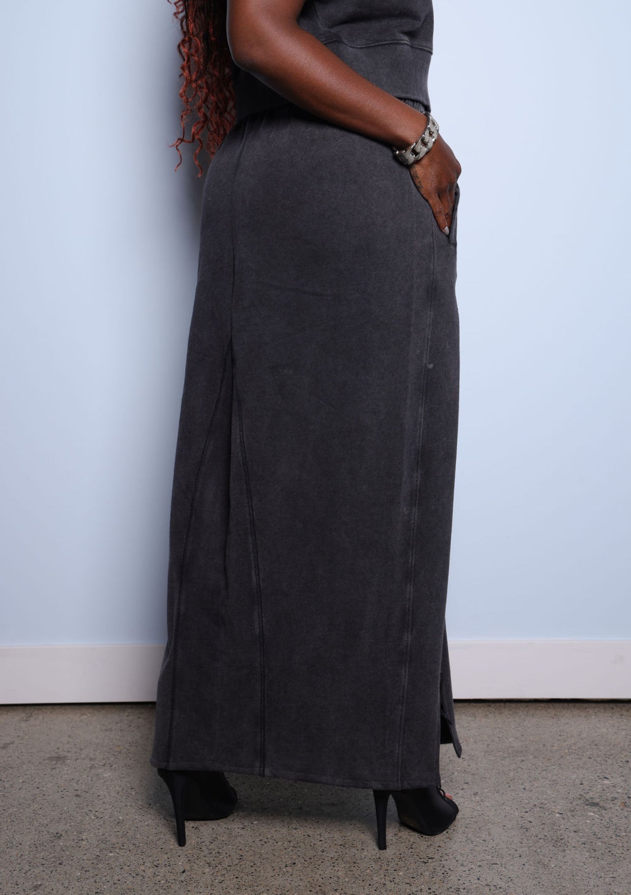 Posheon Prestige Pigment Dyed Mock Neck Cropped Sweater