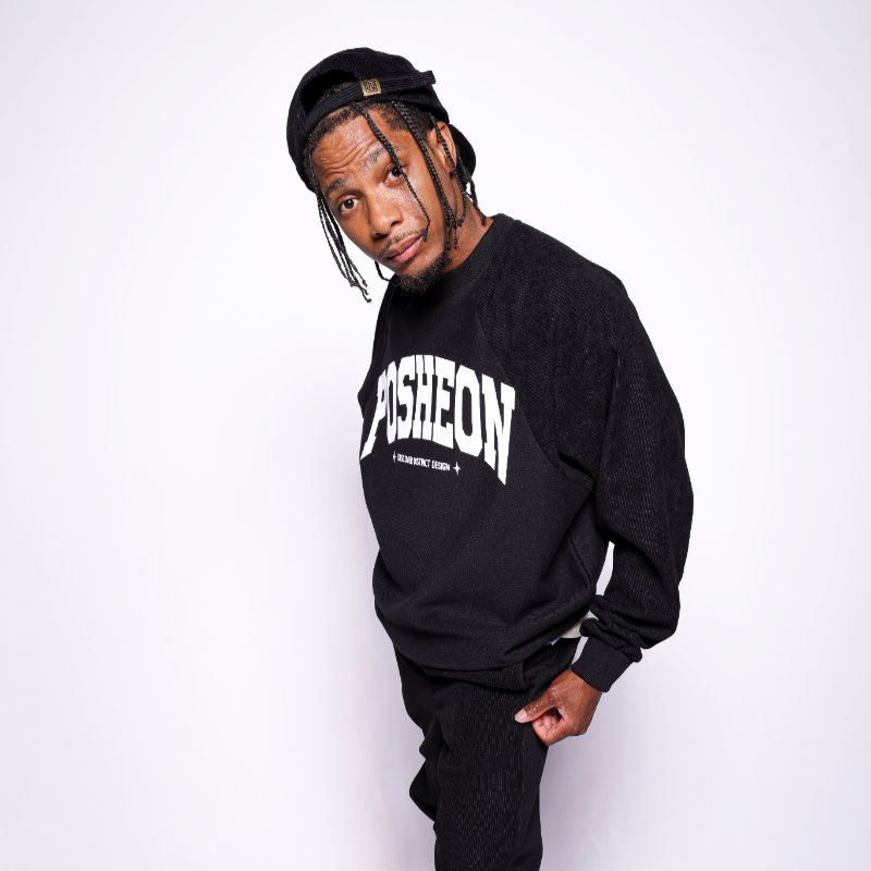Posheon Signature – Corduroy Accent Crewneck Sweatsuit
