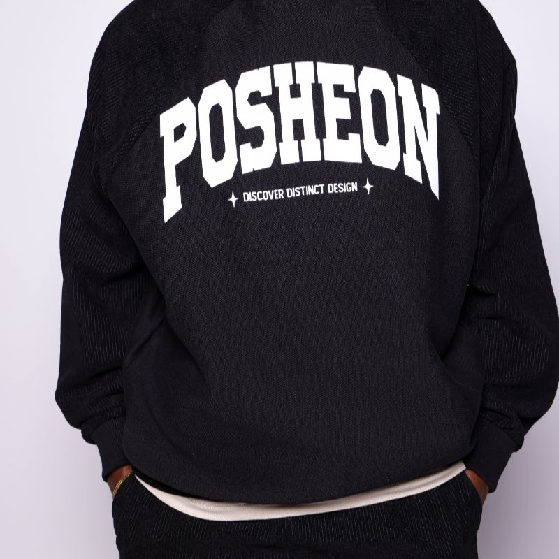 Posheon Signature – Corduroy Accent Crewneck Sweatsuit