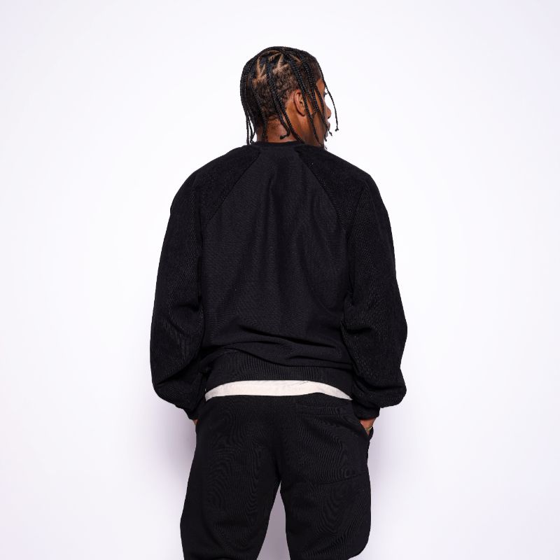 Posheon Signature – Corduroy Accent Crewneck Sweatsuit