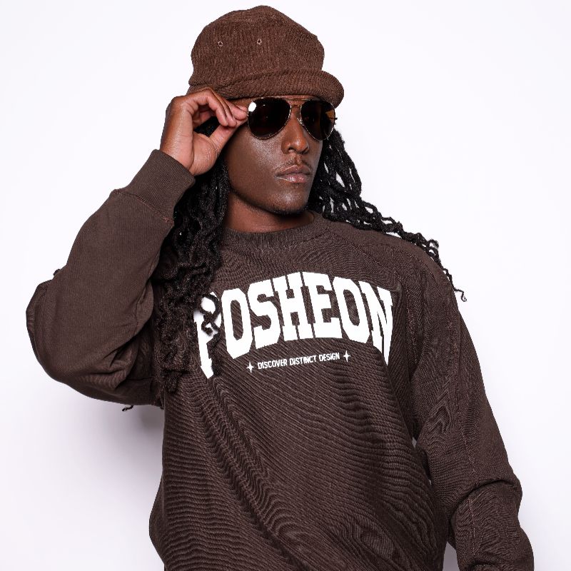 Essentials – 11OZ Lightweight Fleece Crewneck- BLACK POSHEON PRINT