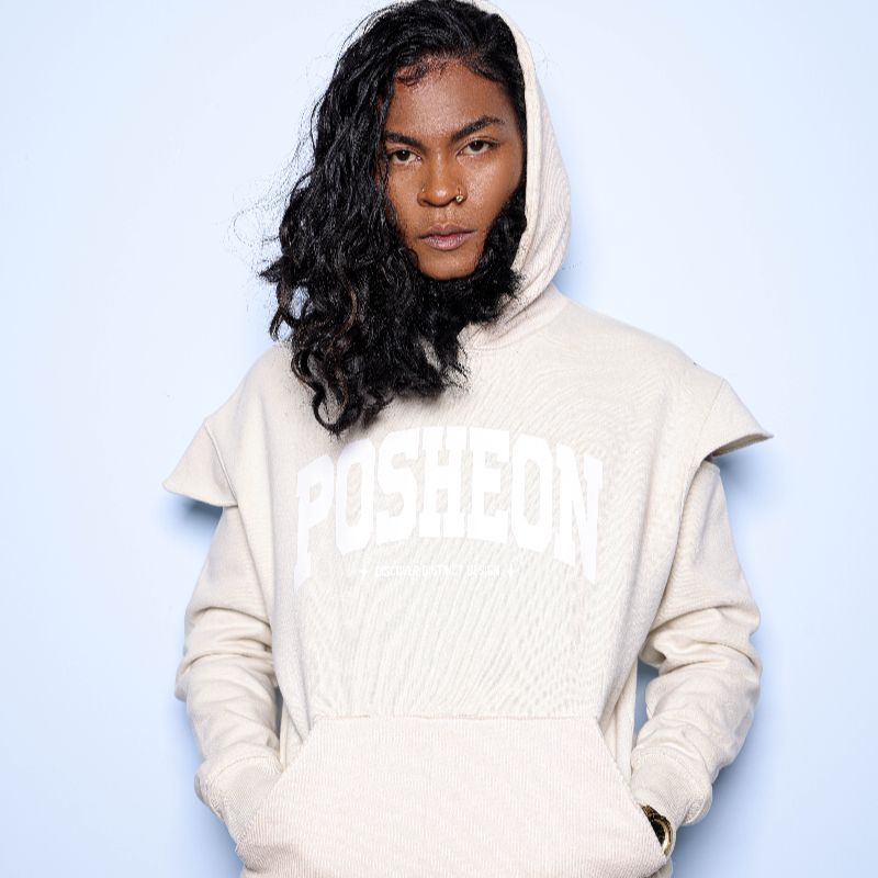 Posheon Signature – Corduroy Hoodie Set with Sleeve Cutouts