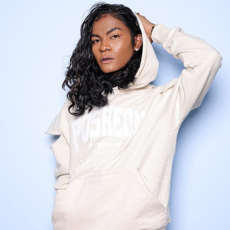 Posheon Signature – Corduroy Hoodie Set with Sleeve Cutouts